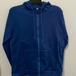 - blue zip up hoodie